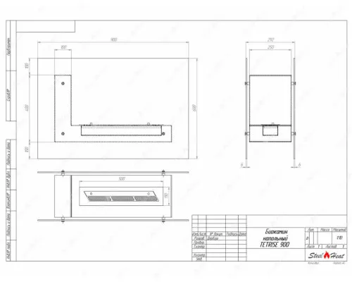 Биокамин напольный SteelHeat TETRISE 900 красный Биокамин напольный SteelHeat TETRISE 900 красный